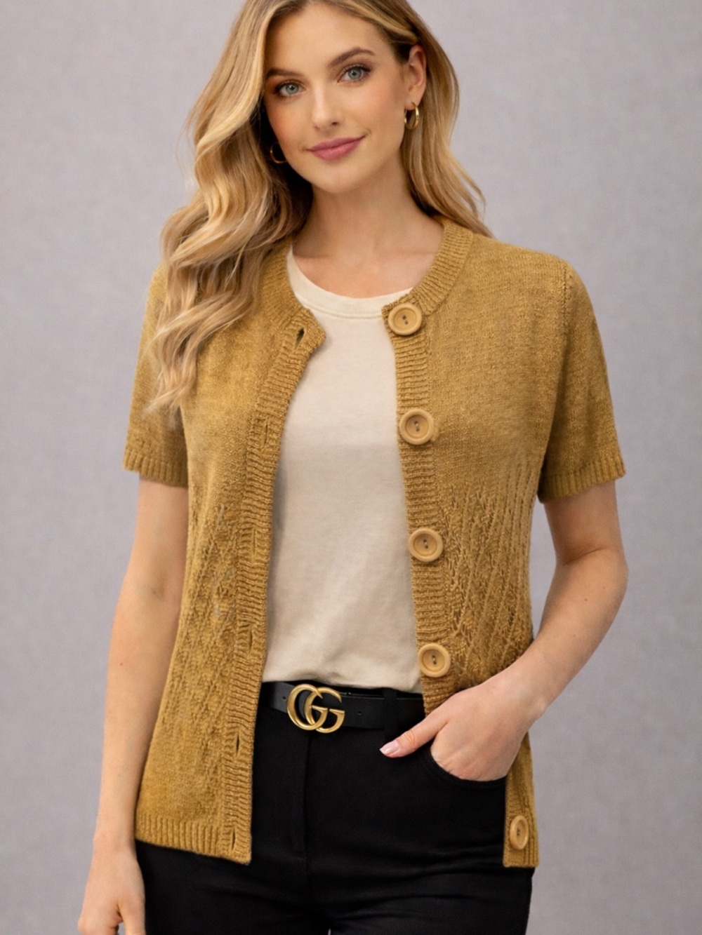 Short sleeve lightweight cardigan